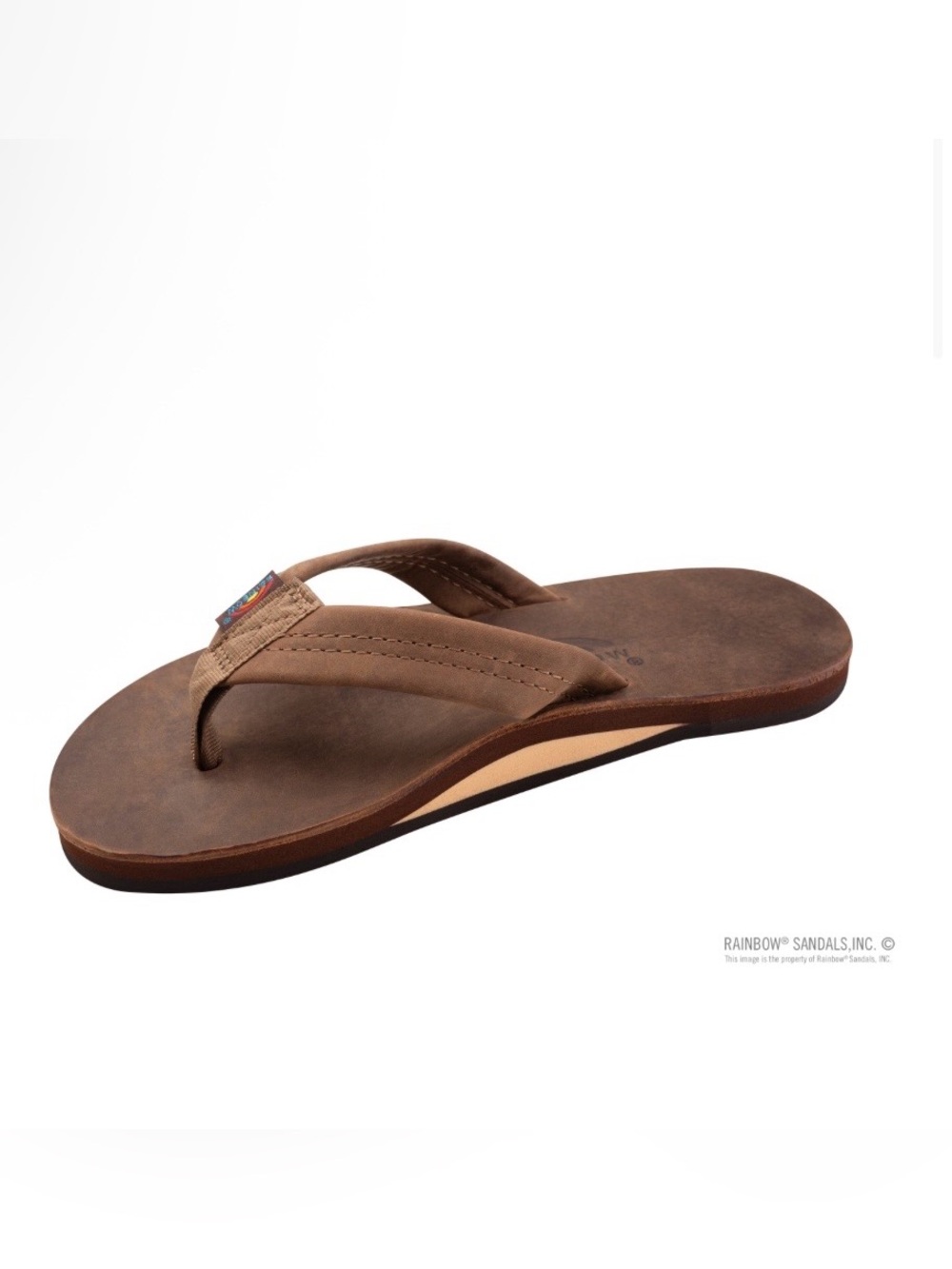 Rainbow Men’s Brown Leather-Style Flip Flop Sandal